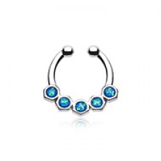 Opal Hexa Gemina Fake Septum Clip-On Ring