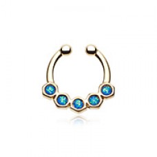 Golden Opal Hexa Gemina Fake Septum Clip-On Ring