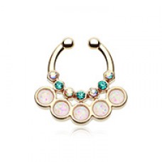 Golden Opal Aureole Gemina Fake Septum Clip-On Ring