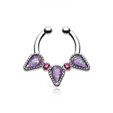 Opal Sparkle Trident Fake Septum Clip-On Ring