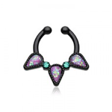 Colorline Opal Sparkle Trident Fake Septum Clip-On Ring