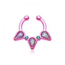 Colorline Opal Sparkle Trident Fake Septum Clip-On Ring