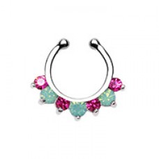 Prong Opal Gem Precia Fake Septum Clip-On Ring
