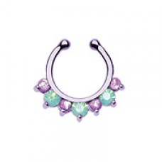 Purple Prong Pacific Opal Gem Precia Fake Septum Clip-On Ring