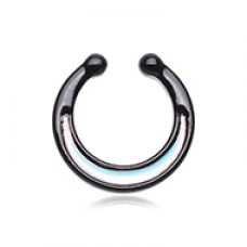 Black Illuminating Moonstone Fake Septum Clip-On Ring