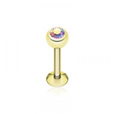 Gold Plated Gem Ball Steel Labret
