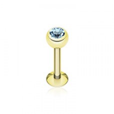 Gold Plated Gem Ball Steel Labret