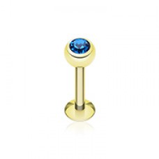Gold Plated Gem Ball Steel Labret