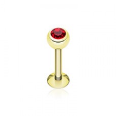 Gold Plated Gem Ball Steel Labret