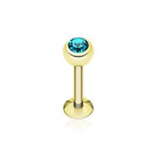 Gold Plated Gem Ball Steel Labret