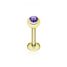 Gold Plated Gem Ball Steel Labret