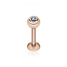 Rose Gold Plated Gem Ball Steel Labret