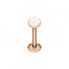 Rose Gold Opal Glitter Shower Dome Steel Labret