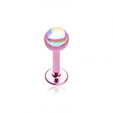 Colored Synthetic Moonstone Dome Steel Labret