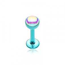 Colored Synthetic Moonstone Dome Steel Labret