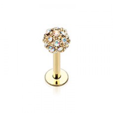 Golden Full Dome Pave Top Steel Labret