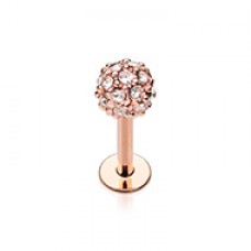 Rose Gold Full Dome Pave Top Steel Labret