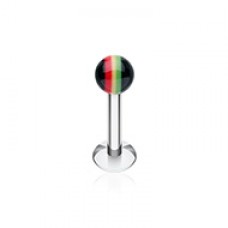 Rasta Jamaican Stripe UV Acrylic Ball Top Labret