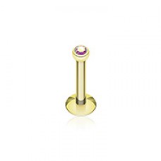 Gold Plated Gem Ball Internally Threaded Labret