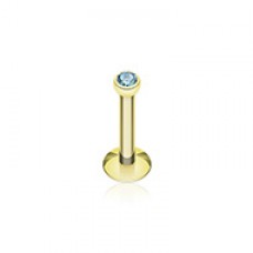 Gold Plated Gem Ball Internally Threaded Labret