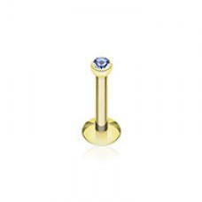 Gold Plated Gem Ball Internally Threaded Labret