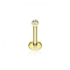 Gold Plated Gem Ball Internally Threaded Labret