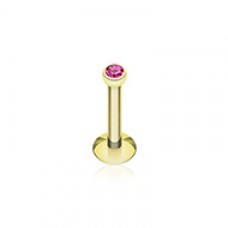 Gold Plated Gem Ball Internally Threaded Labret