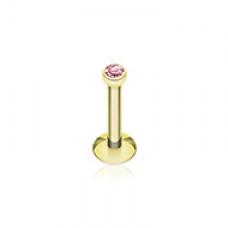 Gold Plated Gem Ball Internally Threaded Labret