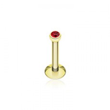 Gold Plated Gem Ball Internally Threaded Labret