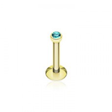Gold Plated Gem Ball Internally Threaded Labret