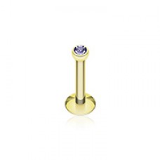 Gold Plated Gem Ball Internally Threaded Labret