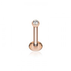 Rose Gold Plated Gem Ball Internally Threaded Labret