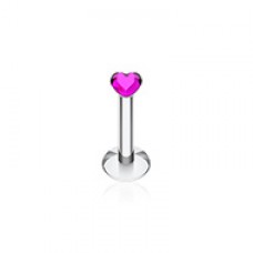 Heart Gem Top Internally Threaded Labret