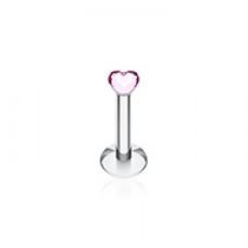 Heart Gem Top Internally Threaded Labret