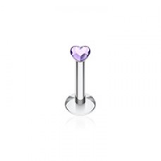 Heart Gem Top Internally Threaded Labret