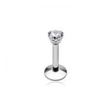 Internally Threaded  Prong Set Gem Top Steel Labret Monroe