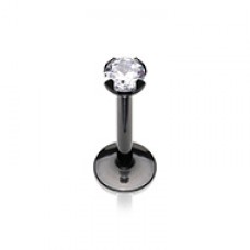 Black Internally Threaded Prong Set Gem Top Steel Labret Monroe