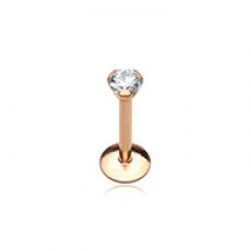Rose Gold Internally Threaded  Prong Set Gem Top Steel Labret Monroe