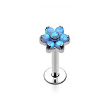 Opal Flower Top Steel Internally Threaded Labret