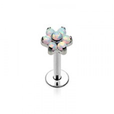 Opal Flower Top Steel Internally Threaded Labret