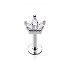 CZ Lotus Gem Top Steel Internally Threaded Labret