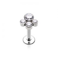 CZ Crop Circle Gem Top Steel Internally Threaded Labret