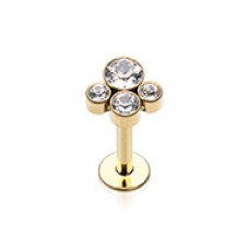 Golden CZ Crop Circle Gem Top Steel Internally Threaded Labret