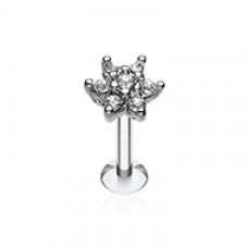 Spring Flower Sparkle Multi Gem Top Steel Labret