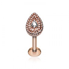 Rose Gold Aria Sparkle Teardrop Steel Labret