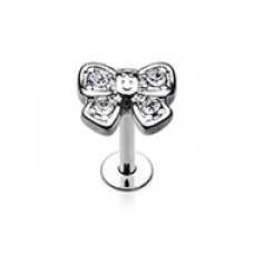 Dainty Bow-Tie Sparkle Top Steel Labret
