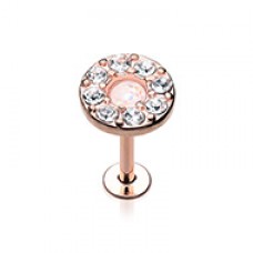 Rose Gold Opal Elegance Multi-Gem Top Steel Labret