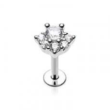 Deluxe Cluster CZ Top Steel Labret