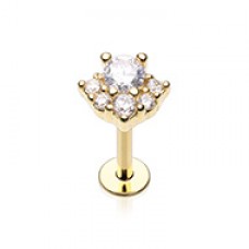 Golden Deluxe Cluster CZ Top Steel Labret