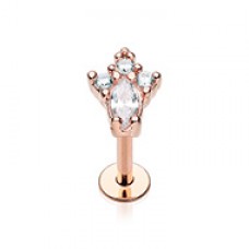 Rose Gold Classy Victorian CZ Top Steel Labret
